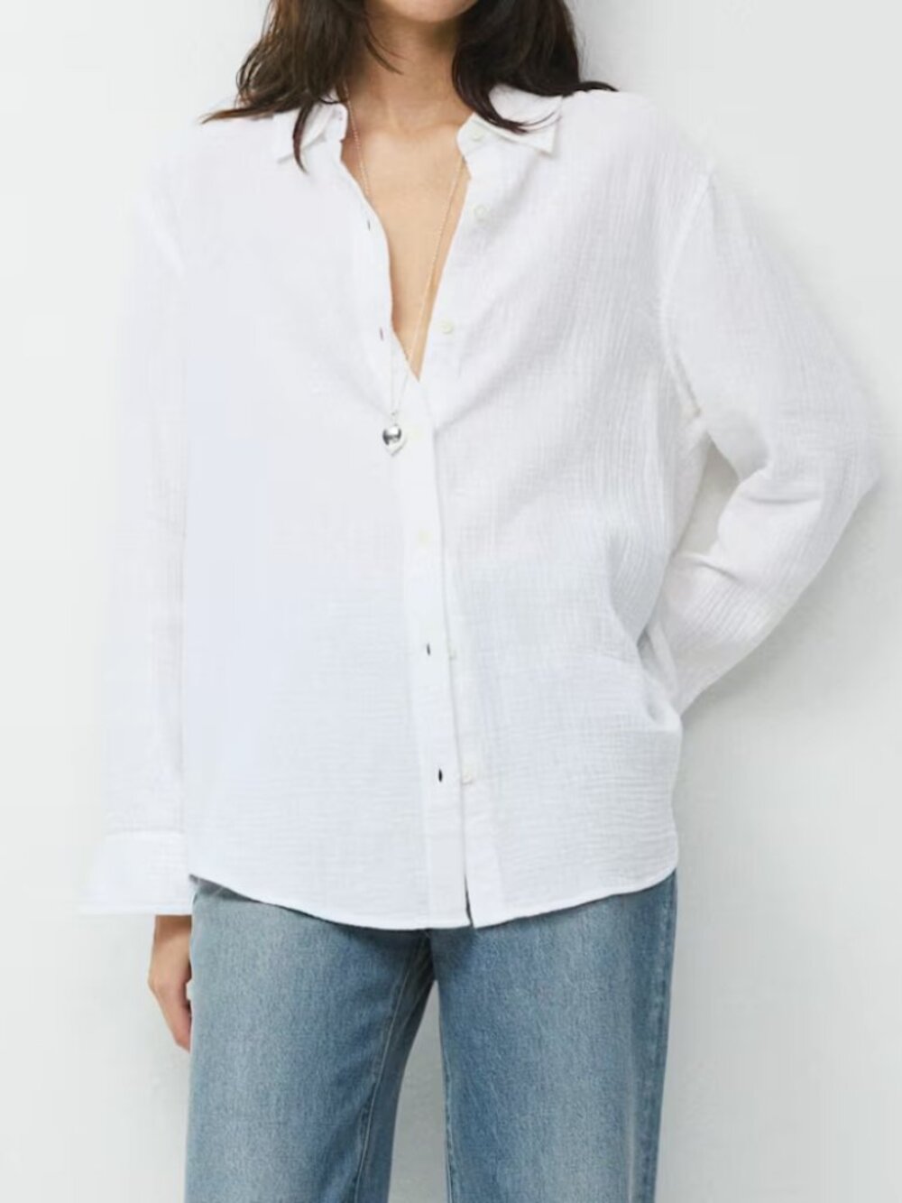 Aritzia AirPlush Cotton Sail Shirt in Birch White XXS